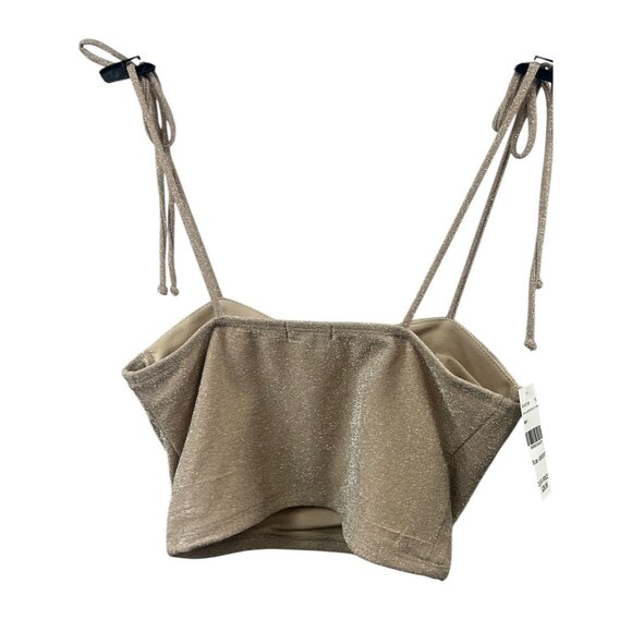 Originality NWT Tie-Strap Crop Top Medium Sparkling Gold Sweetheart Bustier - Picture 3 of 6